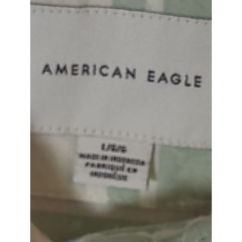 American Eagle Tunic Womens L White Pastel Striped Flowy Boho Button Up Shirt - Picture 8 of 11